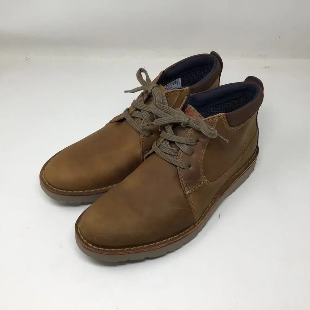 Clarks Mens Vargo Mid Ankle Chukka Boot Light Brown Leather Size 10 Pre Owned